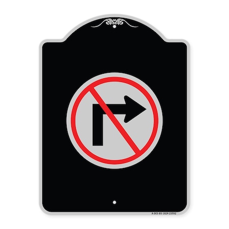 Signmission No Right Turn Graphic Only Heavy-Gauge Aluminum Architectural Sign, 24" x 18", BS-1824-23592 A-DES-BS-1824-23592
